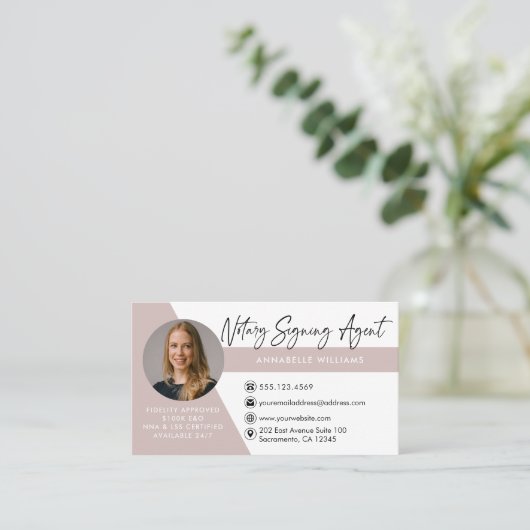 写真モダン公証人署名エージェント名刺 名刺 (スタンド正面)