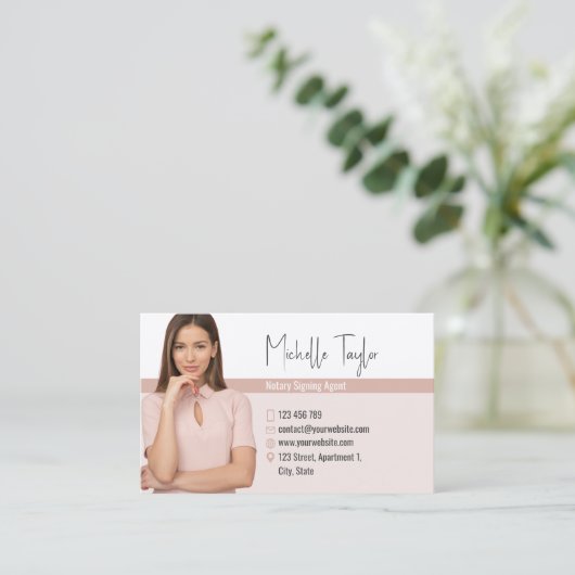 写真モダン公証人署名代理人ローンの挿入 名刺 (スタンド正面)