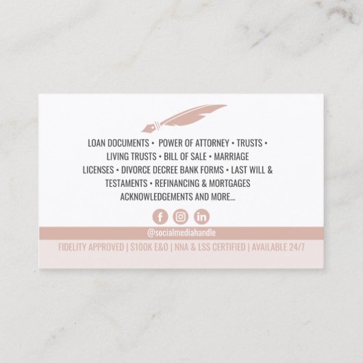 写真モダン公証人署名代理人ローンの挿入 名刺 (裏面)