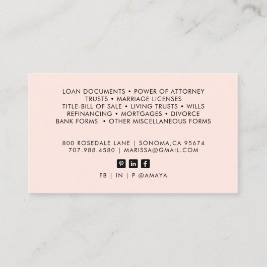 写真モダン公証人署名代理人 名刺 (裏面)