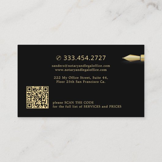 写真モダン公証署名代理人 名刺 (裏面)