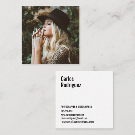 写真モダン写シンプル真の白黒 スクエア名刺 (正面/裏面)