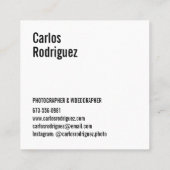 写真モダン写シンプル真の白黒 スクエア名刺 (裏面)