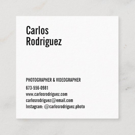 写真モダン写シンプル真の白黒 スクエア名刺 (裏面)