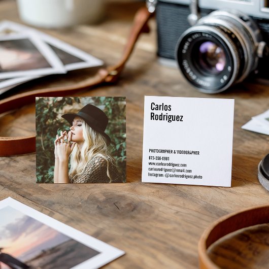 写真モダン写シンプル真の白黒 スクエア名刺