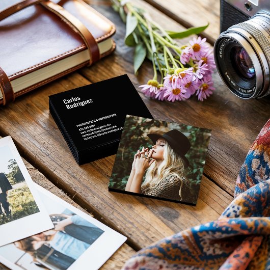 写真モダン写シンプル真の白黒 スクエア名刺