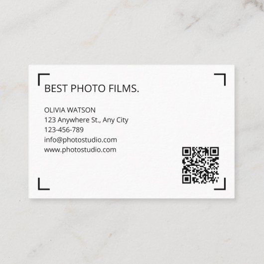 写真モダン写真とQRコード 名刺 (裏面)