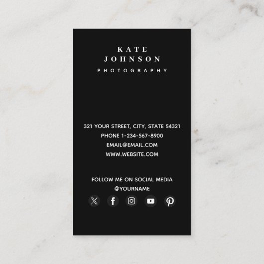 写真モダン写真家QRコードソーシャルメディア 名刺 (裏面)