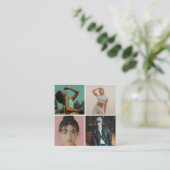 写真モダン写真4枚グリッドQRコード スクエア名刺 (スタンド正面)