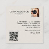 写真モダン写真QRコードニュートラルトーン スクエア名刺 (裏面)