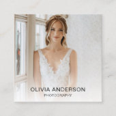 写真モダン写真QRコードニュートラルトーン スクエア名刺 (正面)