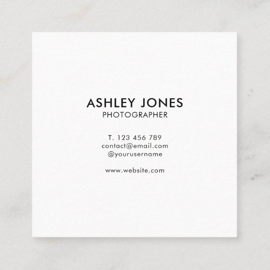 写真モダン写真QRコード撮影 スクエア名刺 (裏面)