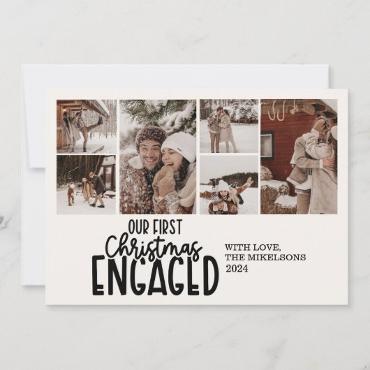 写真モダン初めてのクリスマス婚約した シーズンカード (正面)