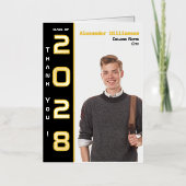 写真モダン卒業ありがとうブラック金ゴールド 箔グリーティングカード (正面)