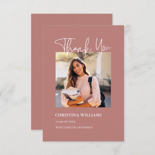 写真モダン卒業ありがとう サンキューカード (正面/裏面)