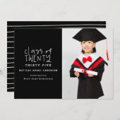 写真モダン卒業のマーカーペンクラス 案内状 (正面/裏面)