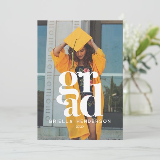 写真モダン卒業エレガントパーティー 招待状 (スタンド正面)