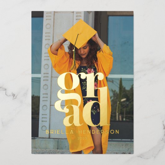 写真モダン卒業エレガントパーティー 箔招待状 (正面)