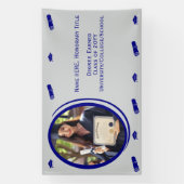 写真モダン卒業キャップ、ディプロマブルーテンプレート 横断幕 (縦)