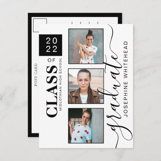 写真モダン卒業コラージュ2022はがき ポストカード (正面/裏面)