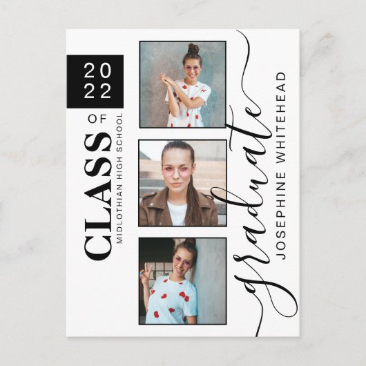 写真モダン卒業コラージュ2022はがき ポストカード (正面)
