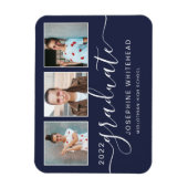 写真モダン卒業コラージュ2022ネイビーブルー マグネット (縦)