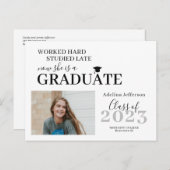 写真モダン卒業タイポグラフィ インビテーションポストカード (正面/裏面)