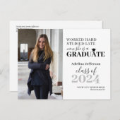 写真モダン卒業タイポグラフィ 案内ポストカード (正面/裏面)