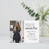 写真モダン卒業タイポグラフィ 案内ポストカード (スタンド正面)