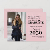 写真モダン卒業タイポグラフィ 案内ポストカード (正面/裏面)