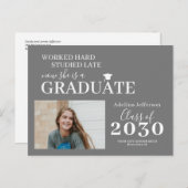 写真モダン卒業タイポグラフィ 案内ポストカード (正面/裏面)