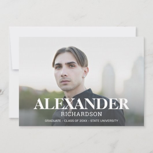 写真モダン卒業パーティーの名前 招待状 (正面)