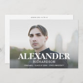 写真モダン卒業パーティーの名前 招待状 (正面/裏面)