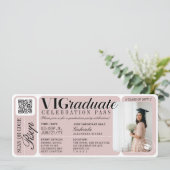 写真モダン卒業パーティーイベントチケットQRコード 招待状 (スタンド正面)