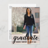 写真モダン卒業パーティー招待状スクリプト インビテーションポストカード (正面/裏面)
