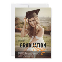 写真モダン卒業パーティー招待状テンプレート