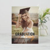 写真モダン卒業パーティー招待状テンプレート 招待状 (スタンド正面)