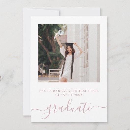 写真モダン卒業パーティー発表 招待状 (裏面)