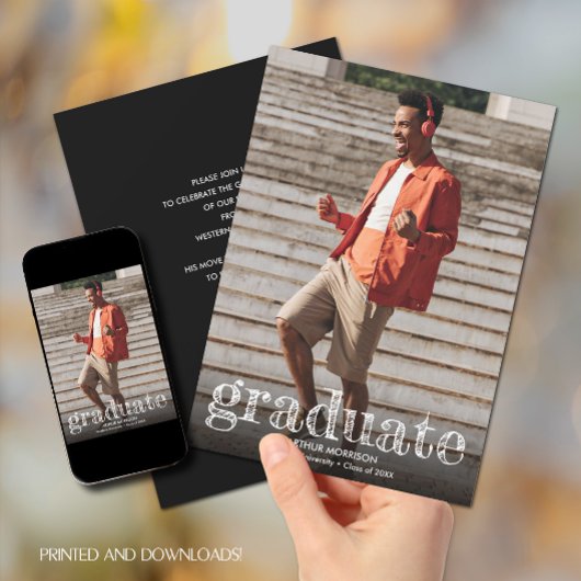 写真モダン卒業パーティー 招待状