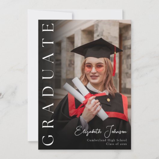 写真モダン卒業パーティー 招待状 (正面)