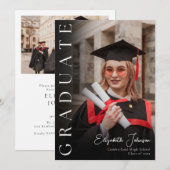 写真モダン卒業パーティー 招待状 (正面/裏面)
