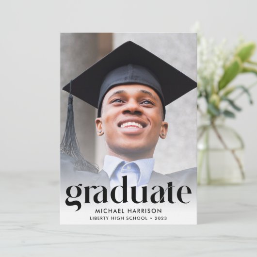 写真モダン卒業パーティー 招待状 (スタンド正面)