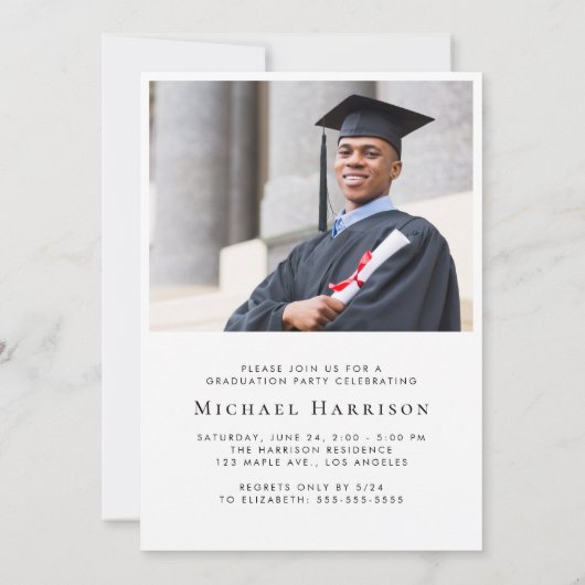 写真モダン卒業パーティー 招待状 (裏面)