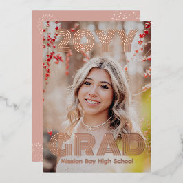 写真モダン卒業パーティー 箔招待状