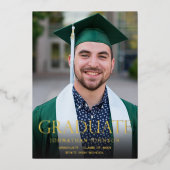 写真モダン卒業フォイル卒業発表 箔招待状 (正面)