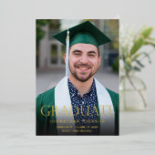 写真モダン卒業フォイル卒業発表 箔招待状 (立ち正面)