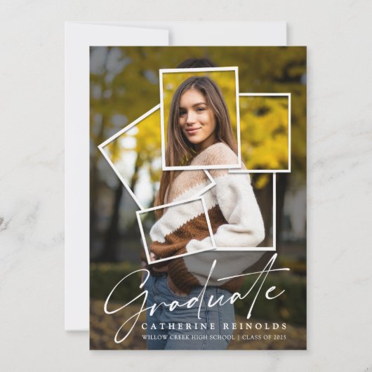 写真モダン卒業党招待状 招待状 (正面)