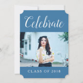 写真モダン卒業党招待状 |青 招待状 (正面)