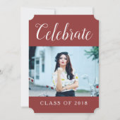 写真モダン卒業党招待状 | Burgundy 招待状 (正面)