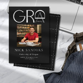 写真モダン卒業大学ブラック 案内状